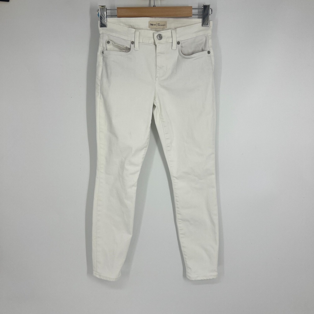 GAP True Skinny Jeans Womens Petite Size 25P White Vintage Denim Stretch 1969